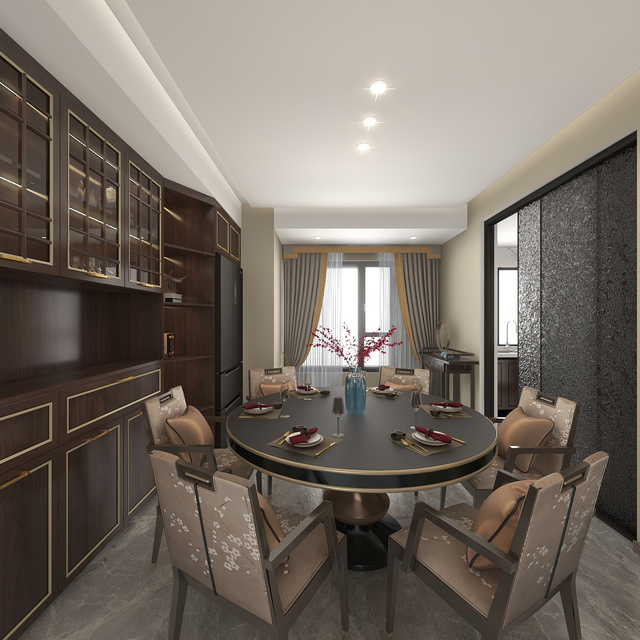 Nouvelle armoire télévisée de salon de style chinois avec style de panneau de porte à grains en bois foncé