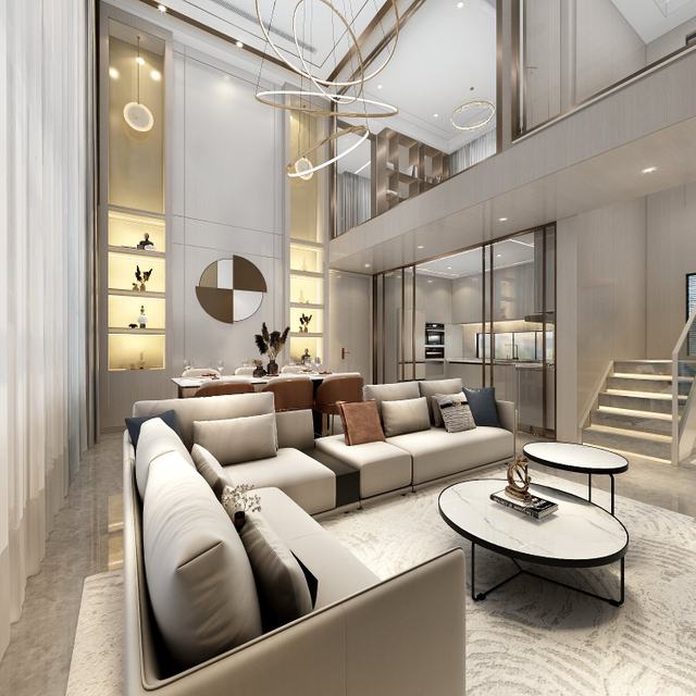 Grand appartement armoire télévisée de salon de couleur claire haut de gamme