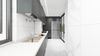Armoire de cuisine minimaliste en noir et blanc en forme de L