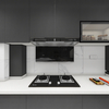 Armoire de cuisine minimaliste en noir et blanc en forme de L