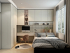 Armoire de chambre à coucher à la crème brillante moderne