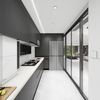 Armoire de cuisine minimaliste en noir et blanc en forme de L